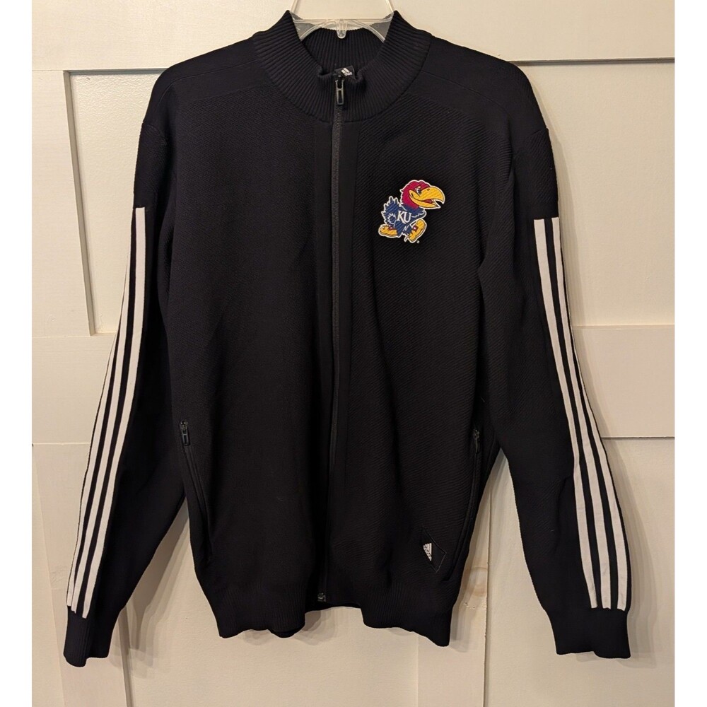 Kansas Jayhawks Adidas Men's Full Zip Knit Sweater Jacket Large